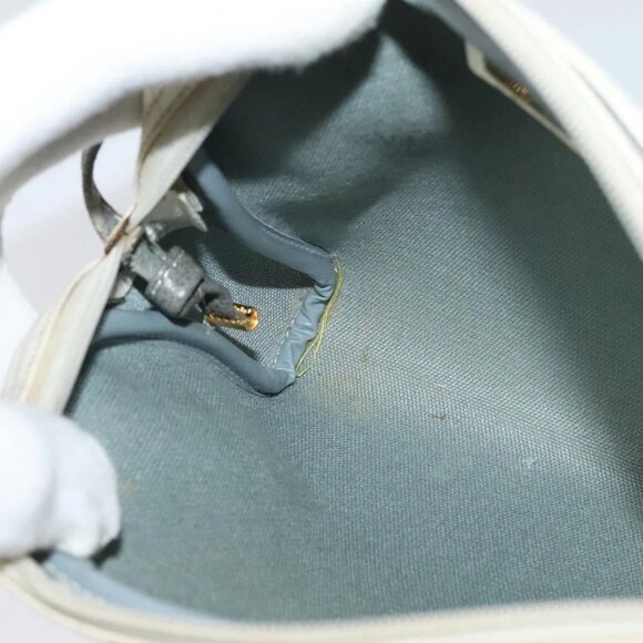 Christian Dior Honeycomb Canvas Shoulder Bag PVC White Gold Auth 141006 - Picture 14 of 16